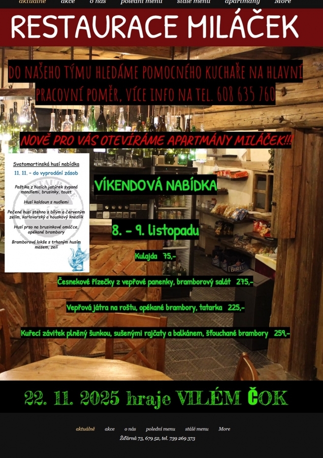 Hostem bude Jirka Dudek, provozovatel …