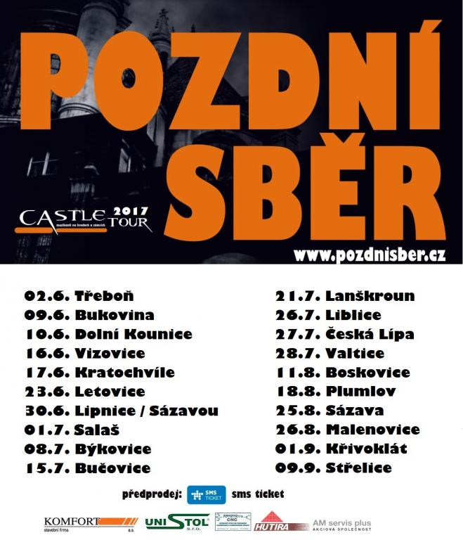Pozdní sběr vyráží na Castle tour 2017 už 2. 6.