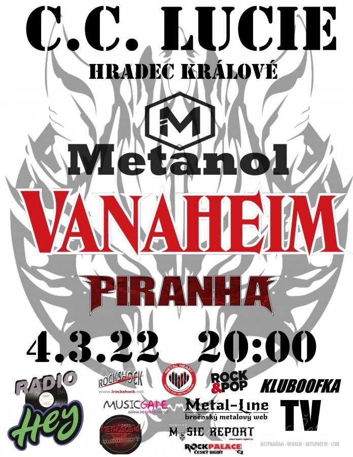 METALOVÝ VEČER V LUCII - PIRANHA, VANAHEIM, METANOL Hradec Králové