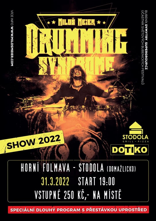 Bubenický ďábel Miloš Meier a jeho Drumming Syndrome poprvé s kytaristou ovládne Horní Folmavu!