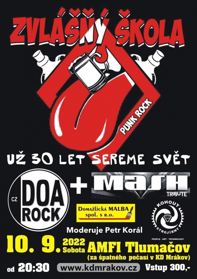 Legendární Zvlášňý škola odpálí koncert ke 30 letům na AMFI Tlumačov! Gratulovat budou sMash, DOA i Petr Korál