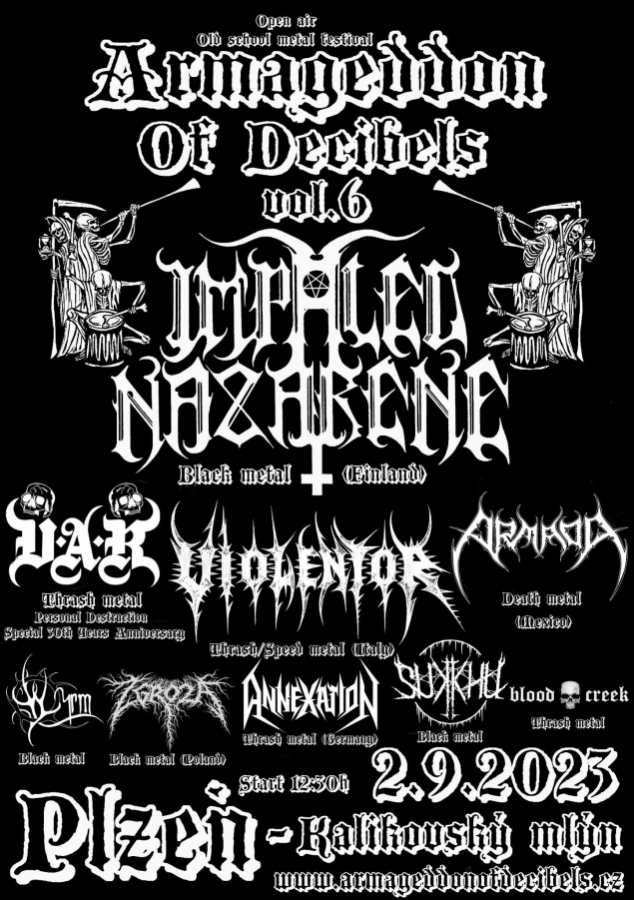 Letošní šestý ročník Armageddon Of Decibels otevře metalovou bránu opět v areálu plzeňského Kalikovského mlýna