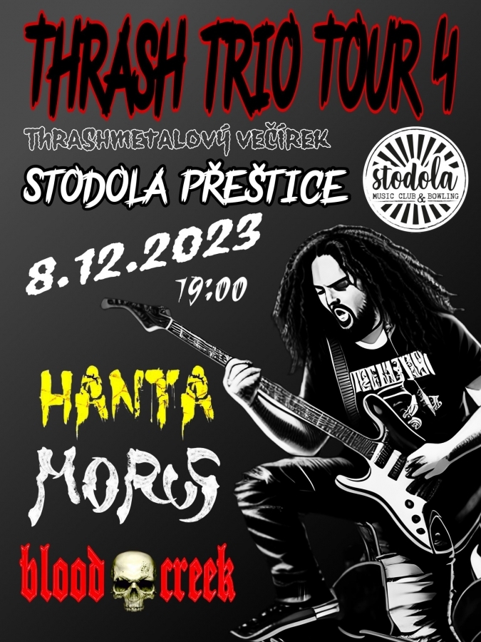 Čtvrtý koncert šňůry Thrash Trio Tour se uskuteční na klubovém pódiu přeštické Stodoly