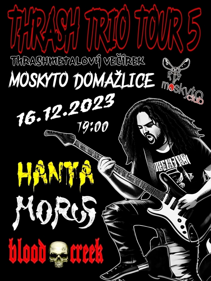 Závěrečný koncert západočeské šňůry Thrash Trio Tour 2023 připadne na domažlický klub Moskyto