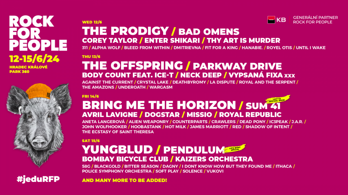 Rock for People v červnu přiveze Yungbluda, The Prodigy, The Offspring, Bring Me The Horizon a desítky dalších světových hvězd