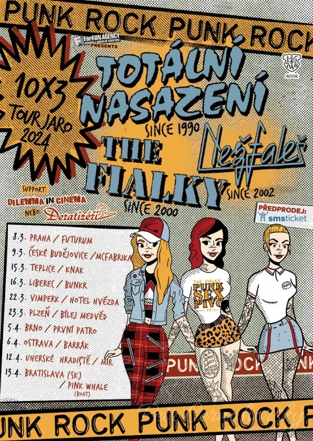 Deset punk-rockových mejdanů s trojicí kapel Totální nasazení, The Fialky a Nežfaleš