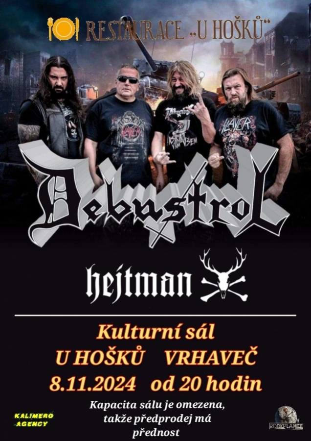 Pozvánka na metalové peklo do Vrhavče – na sále Hostince U Hošků zahrají Hejtman a Debustrol