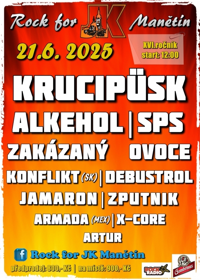Multižánrový Rock for JK Manětín otevře své brány již po šestnácté v řadě, tentokrát v novém termínu