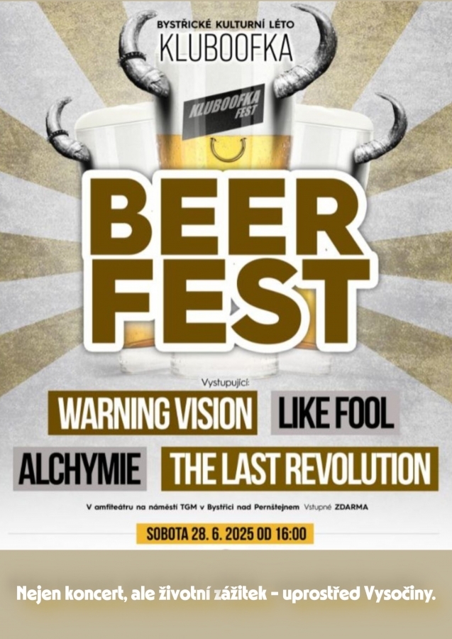 KLUBOOFKA BEER FEST 2025: Hudební a pivní oslava léta v srdci Vysočiny