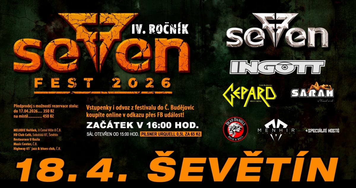 KD Ševětín se stane místem konání již 4. ročníku znovu kvalitně obsazeného Seven Festu