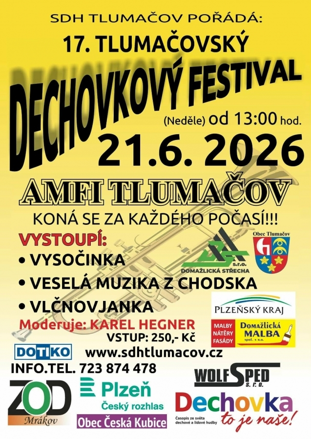 Dechovkový festival už klepe na dveře! Tlumačovský AMFI letos rozezní Vysočinka, Vlčnovjanka i Veselá muzika z Chodska z Chodska