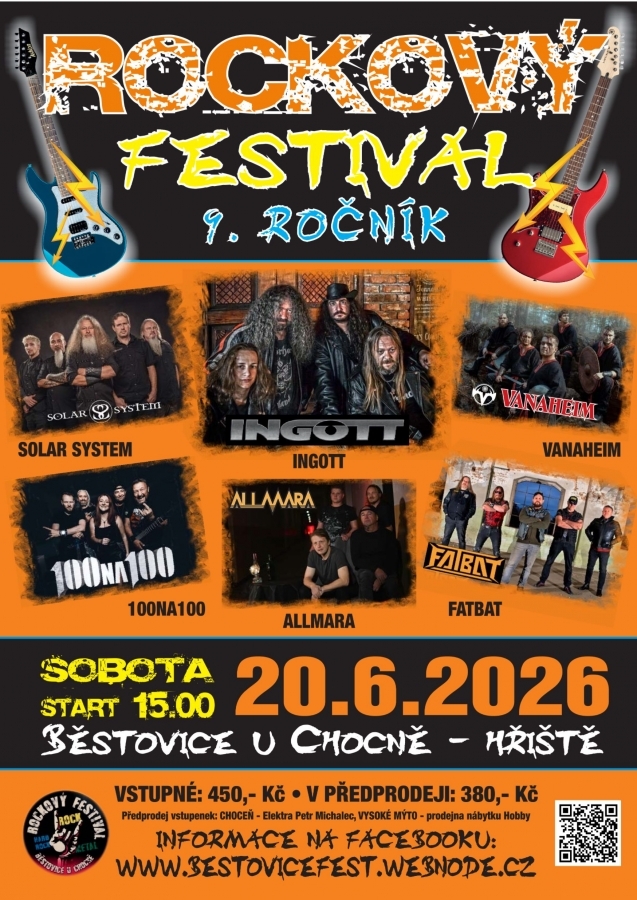 Rockový festival Běstovice 2026 nabídne silnou sestavu kapel a program