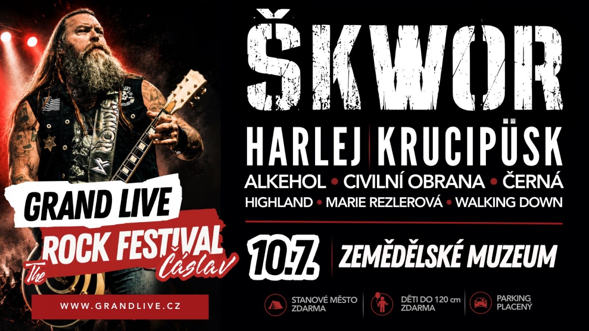 GRAND LIVE přivede do Čáslavi Škwor, Harlej, Krucipüsk i Alkehol