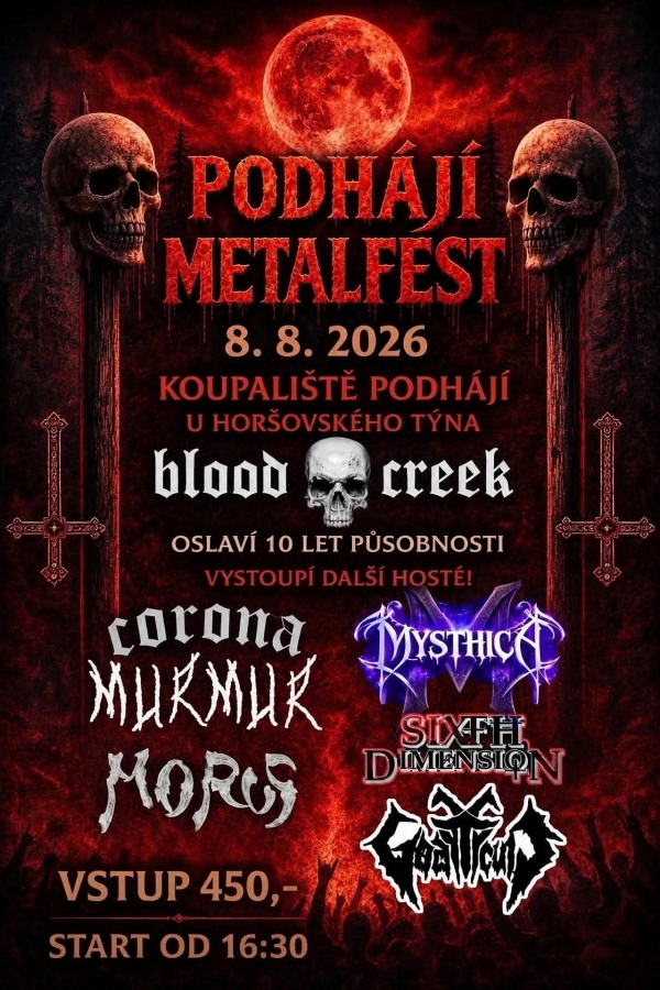 Bloodcreek oslaví 10 let, metalový večer proběhne v Podhájí u Horšovského Týna