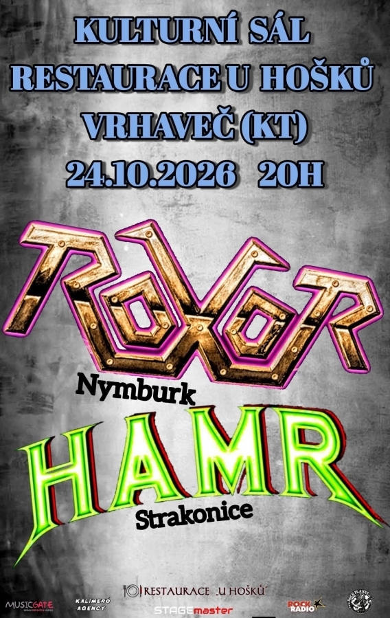 Společné vystoupení kapel Hamr a Roxor – tradiční podzimní koncert U Hošků ve Vrhavči